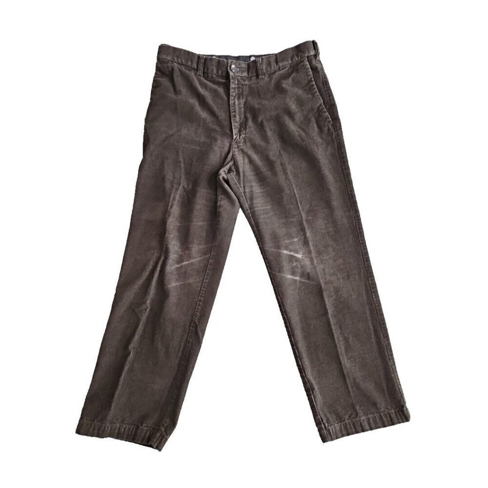 Haggar Corduroy Pants Men's 36x29 Dark Brown Premium Stretch WPL‎ 386 Adjustable